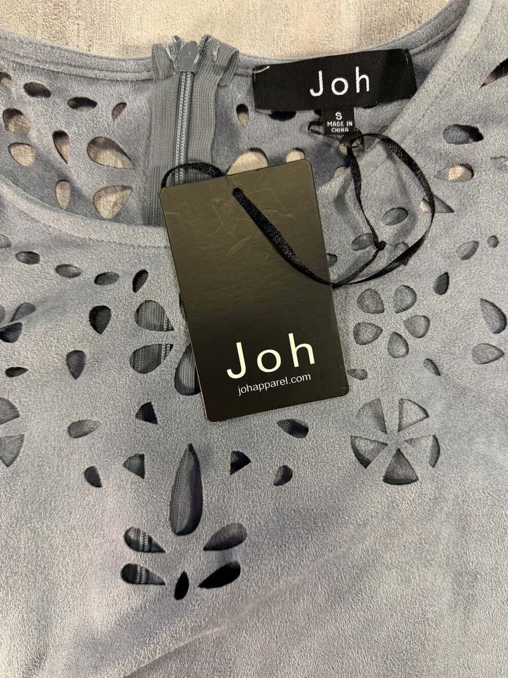 Joh Faux Suede Laser Cut Floral Eyelet Shift Dress Size Small